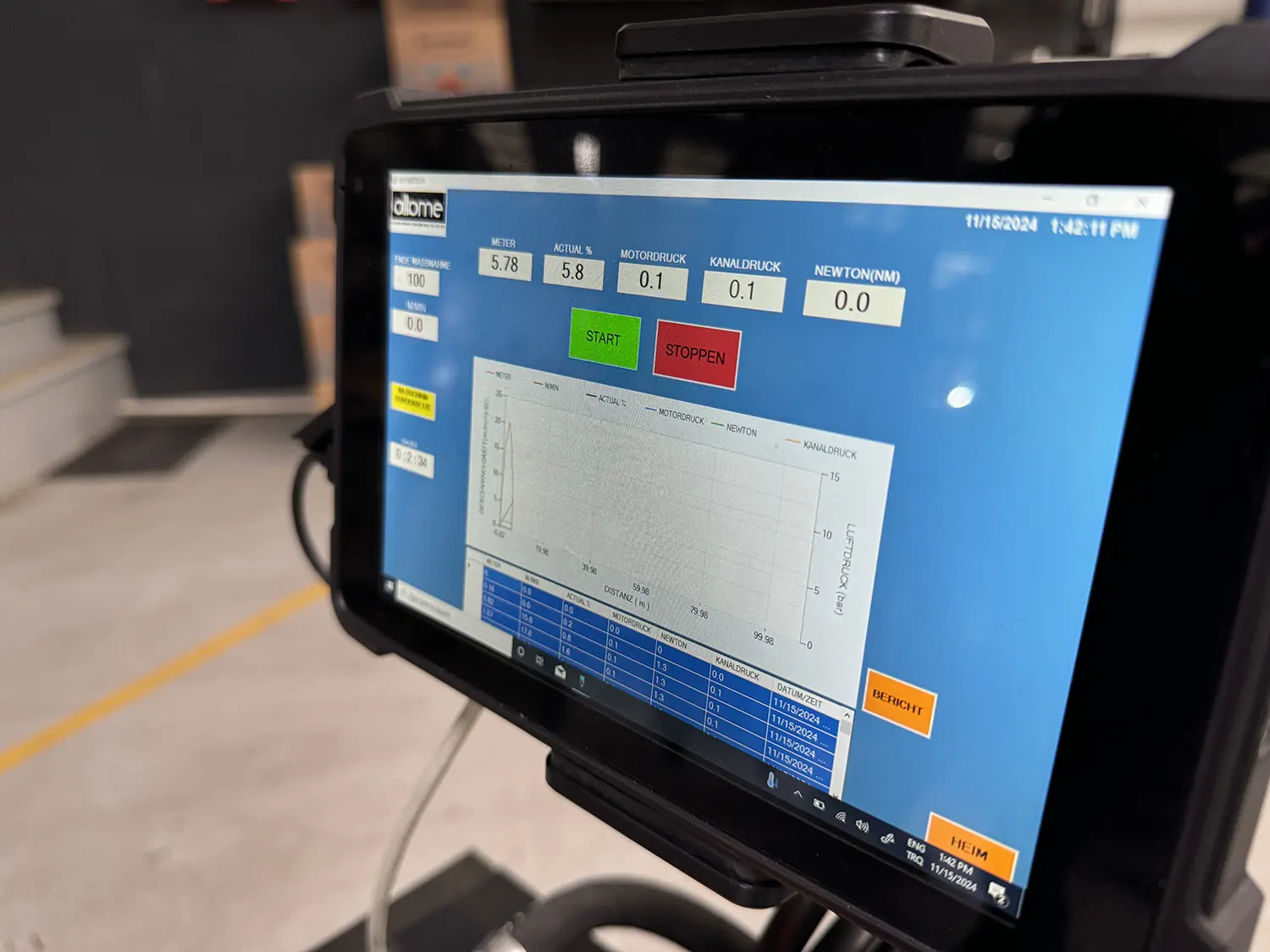 Einblas Protokoll MiniSky Plus cable blowing machine